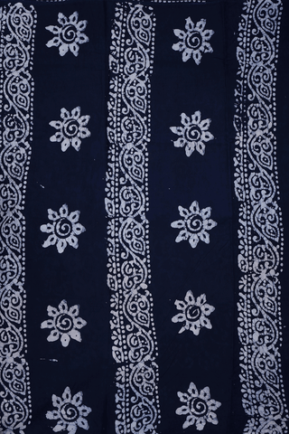 Allover Floral Design Midnight Blue Sungudi Cotton Saree