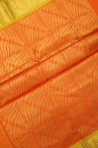 Kanchipuram Silk Saree In Sunflower Yellow With Zari Border