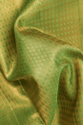 Twill Weave Border Parrot Green Tissue Kanchipuram Silk Saree