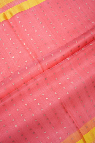 Contrast Border Plain Tulip Pink Jute Saree