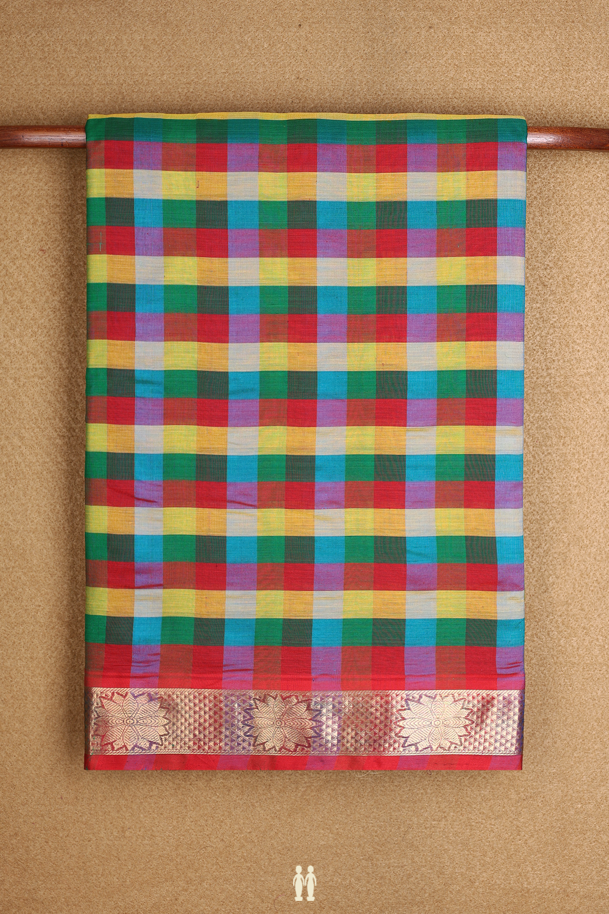 Checks Design Multicolor Nine Yards Silk Cotton Saree