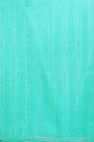 Raw Silk Saree In Turkish Green With Plain