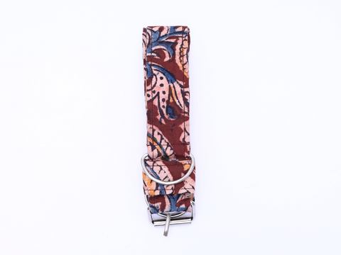 Multicolor Kalamkari Cotton Dog Collar With Rope Set