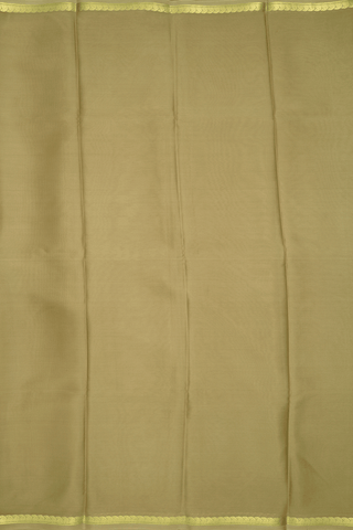 Mysore Silk Saree In Plain Beige With Paisley Zari Border