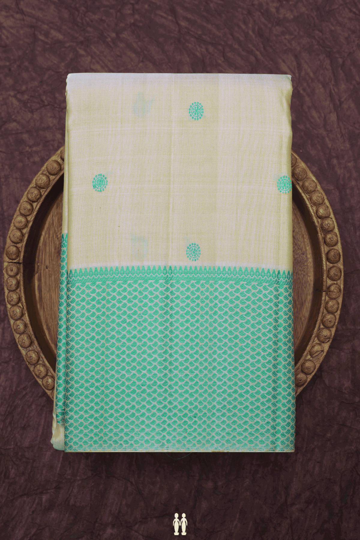 Floral Threadwork Buttis Beige Kanchipuram Silk Saree