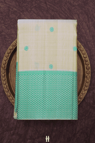 Floral Threadwork Buttis Beige Kanchipuram Silk Saree
