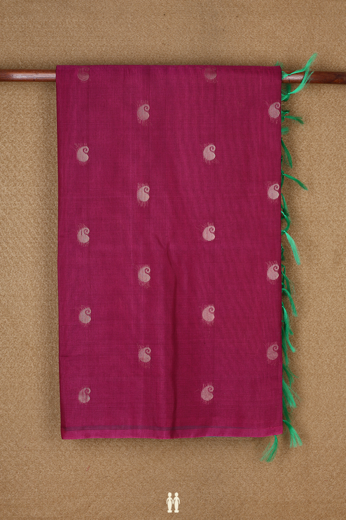 Paisley Zari Buttis Hibiscus Red Kora Silk Cotton Saree