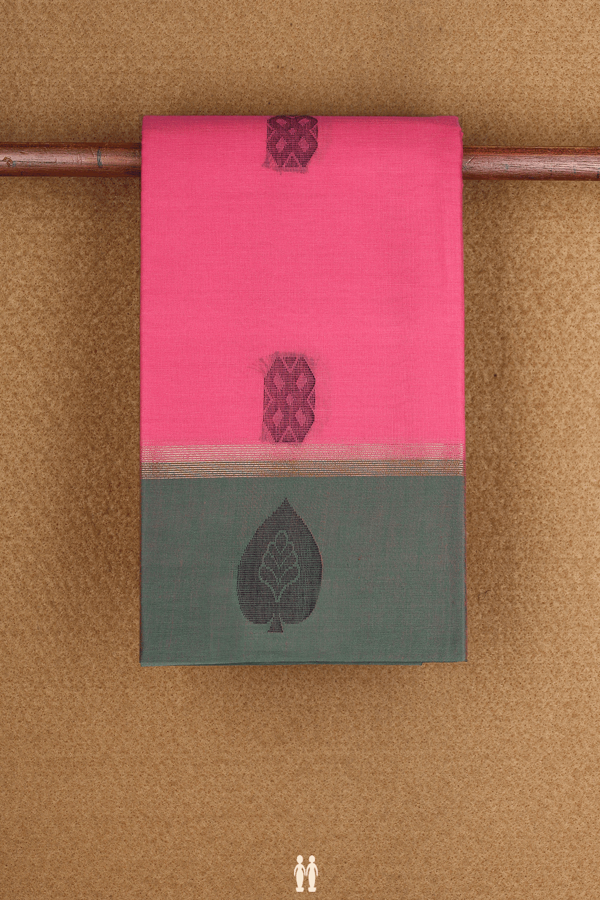 Threadwork Motifs Rose Pink Kanchi Cotton Saree