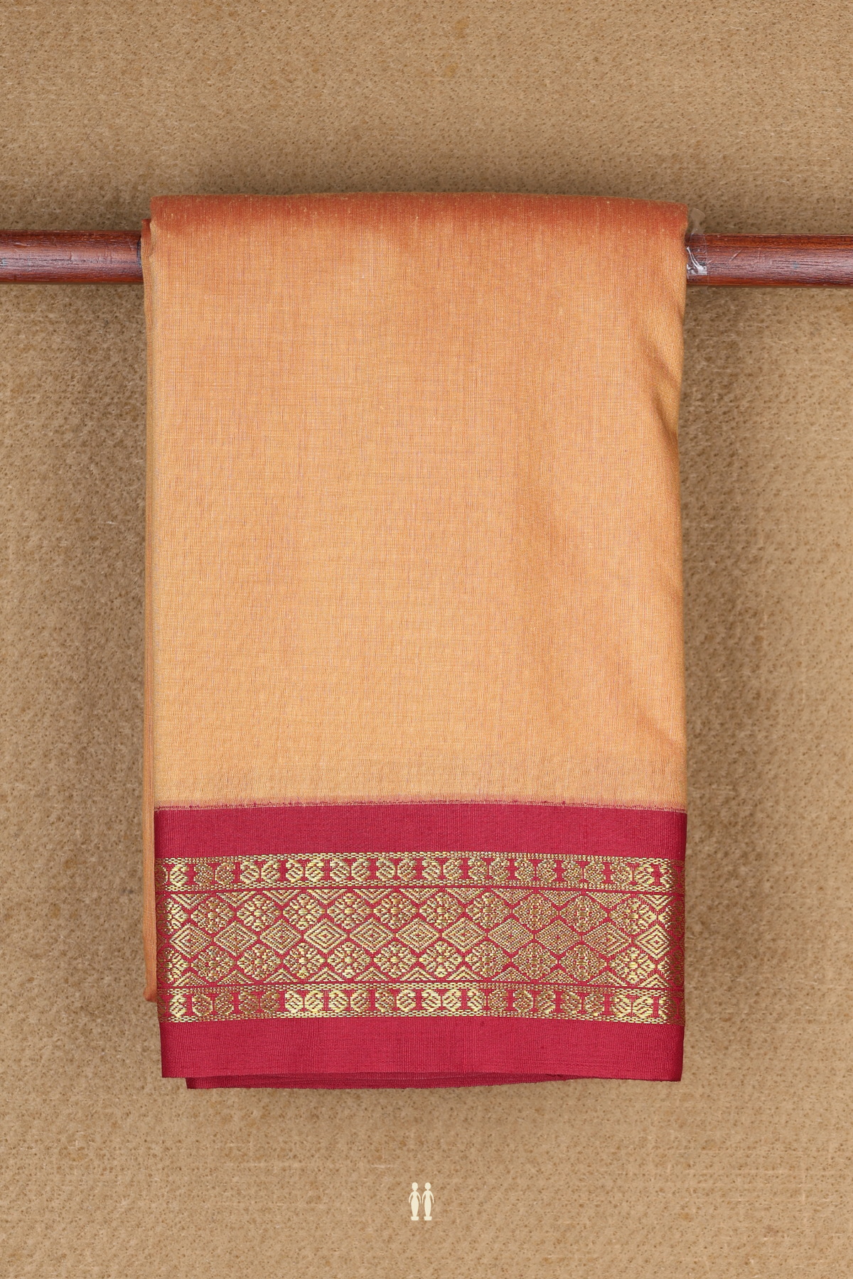 Apoorva Cotton Saree In Creamy Orange With Contrast Border