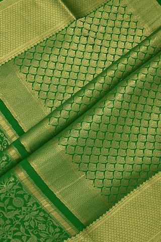 Brocade Zari Design Emerald Green Mysore Silk Saree