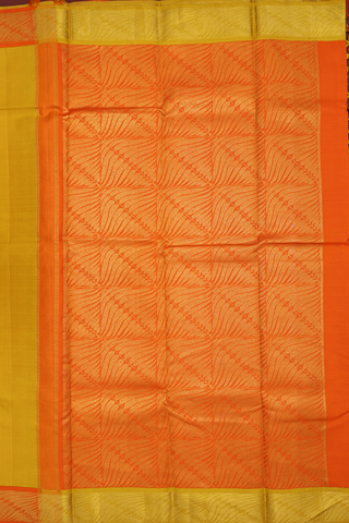 Kanchipuram Silk Saree In Sunflower Yellow With Zari Border