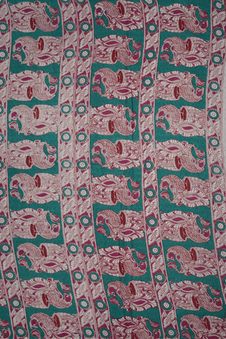 Floral And Peacock Design Punch Pink Kalamkari Cotton Saree