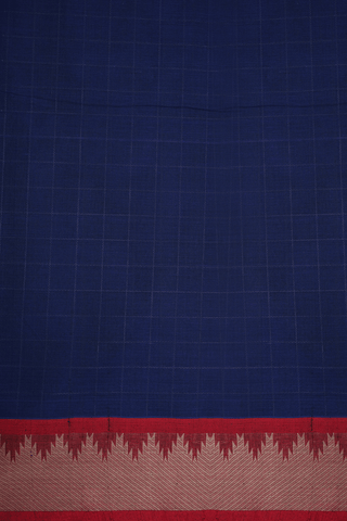 Allover Checks Design Navy Blue Coimbatore Cotton Saree