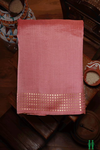 Chamki Work Border Plain Pale Salman Pink Tussar Silk Saree