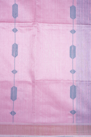 Threadwork Design Pink Jute Saree
