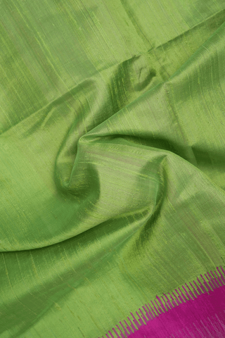 Contrast Border Plain Parrot Green Jute Saree