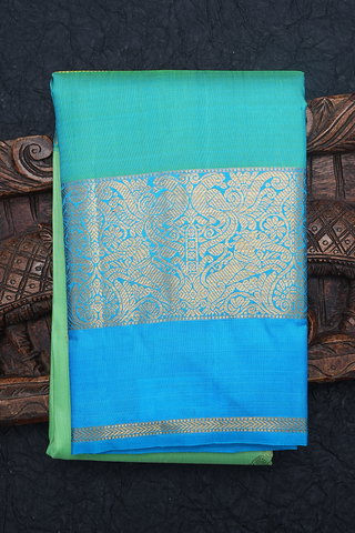 Peacock Motifs Celery Green Kanchipuram Silk Saree