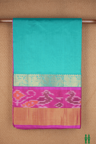 Peacock Border Plain Sea Green Traditional Silk Cotton Saree