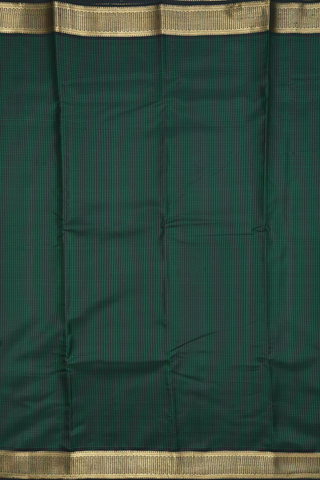 Small Checks Design Green And Black Kanchipuram Silk Saree