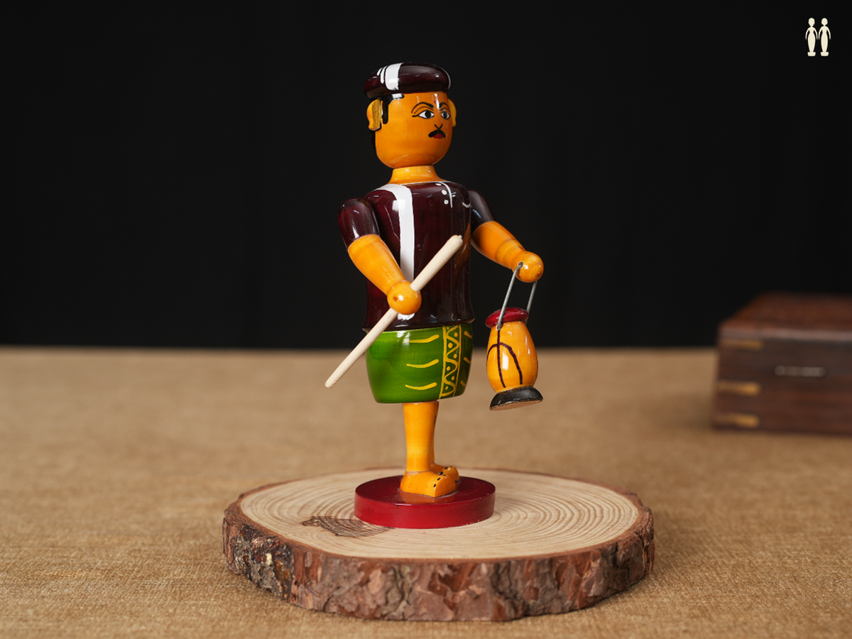 Wooden Handicraft Farmer Statue For Showpiece