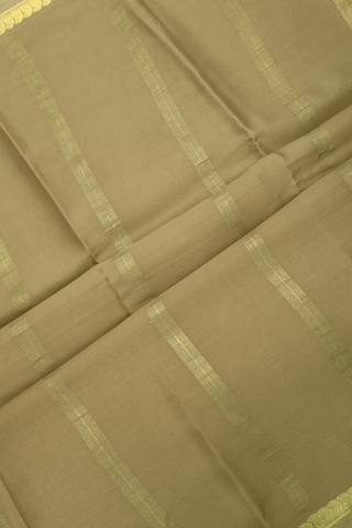 Mysore Silk Saree In Plain Beige With Paisley Zari Border