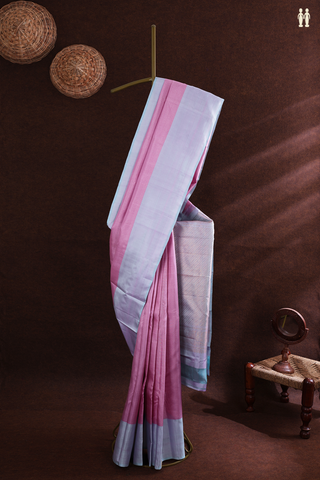 Kanchipuram Silk Saree In Orchid Pink With Zari Striped