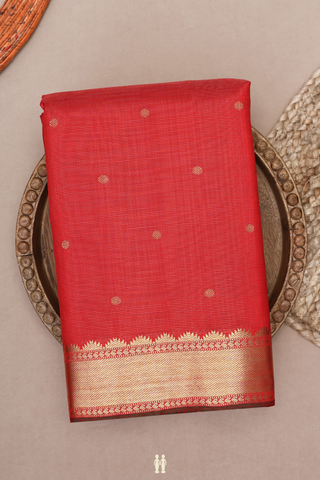 Stripes With Buttas Chilli Red Kanchipuram Silk Saree