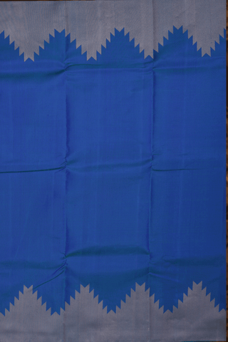 Kanchipuram Silk Saree In Plain Capri Blue With Temple Border