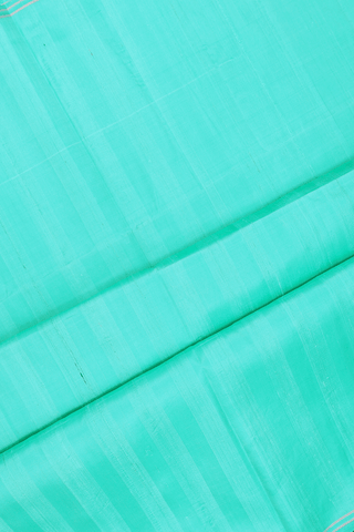 Raw Silk Saree In Turkish Green With Plain