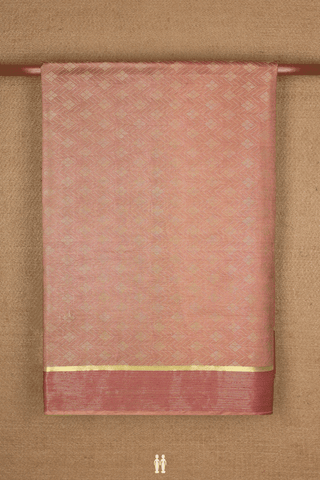 Semi Raw Silk Saree In Dusty Orange With Threadwork Design