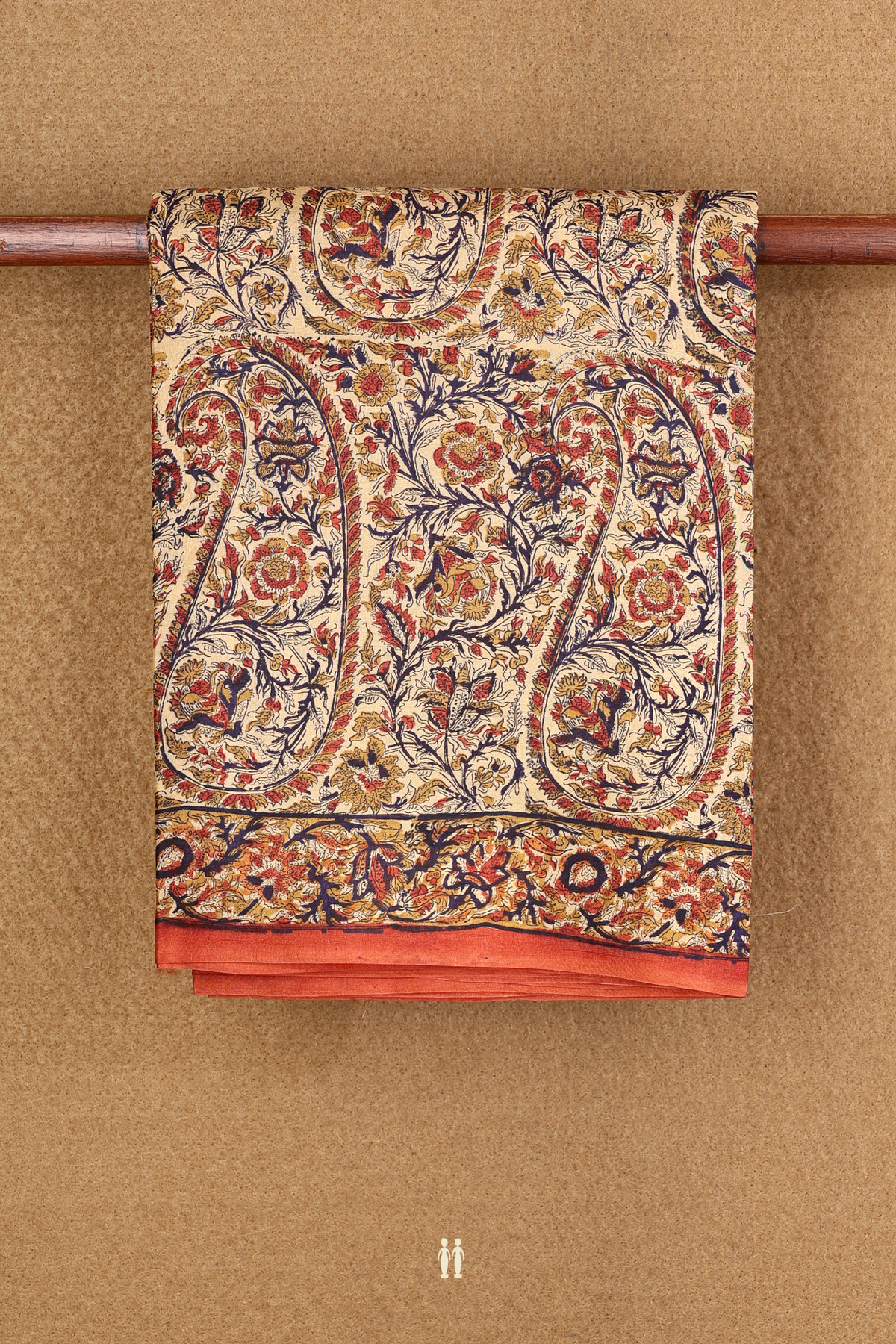 Printed Silk Saree In Tan Brown With Paisley Design