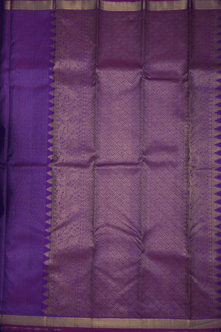 Zari Stripes Design Purple Rose Kanchipuram Silk Saree