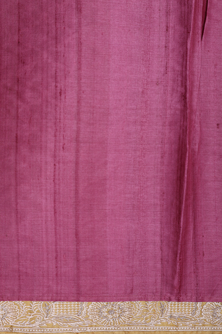 Threadwork Ogee Design Mulberry Pink Tussar Silk Saree