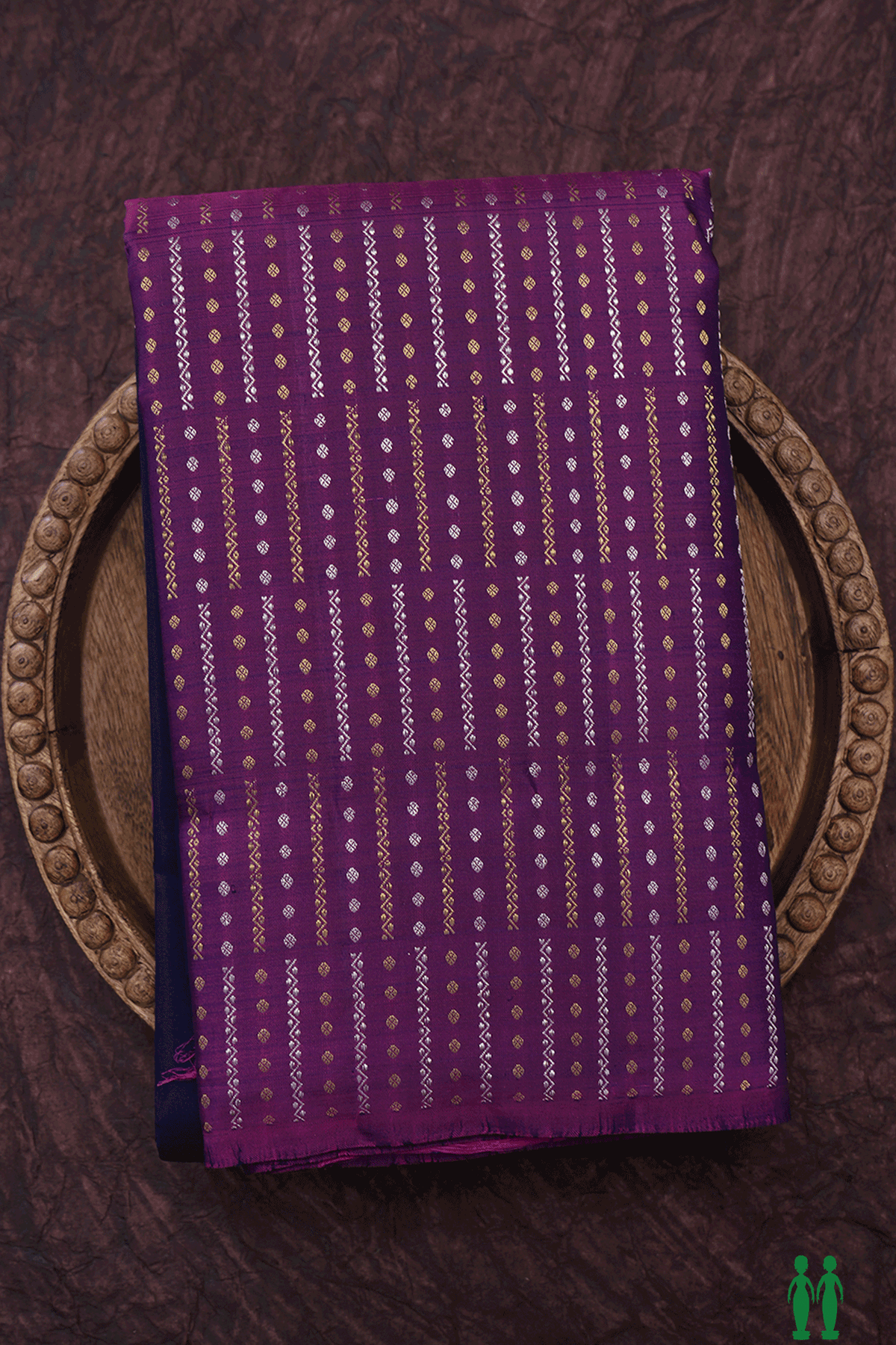 Half And Half Color Purple Navy Blue Kanchipuram Silk Saree