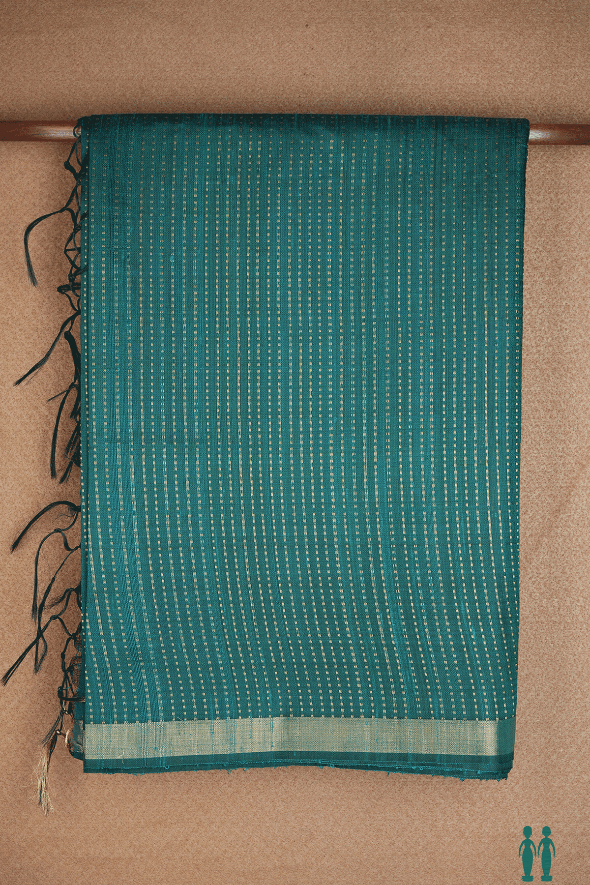 Zari Stripes Design Teal Blue Jute Saree