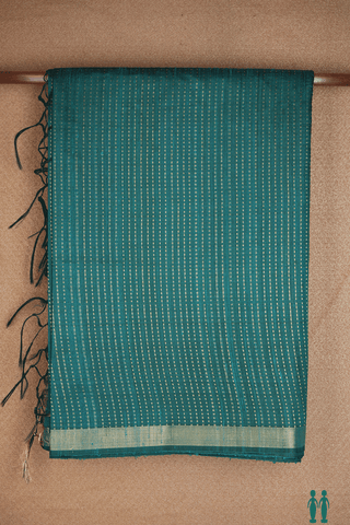 Zari Stripes Design Teal Blue Jute Saree