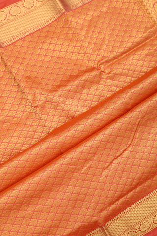 Kanchipuram Silk Saree In Dual Tone With Threadwork Motifs