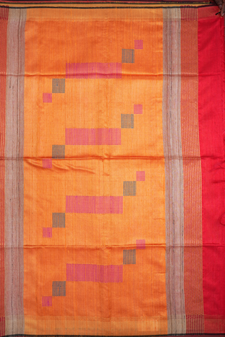 Threadwork Motifs Chilli Red Jute Saree