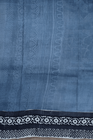 Half And Half Color Steel Blue And Brown Printed Silk Saree