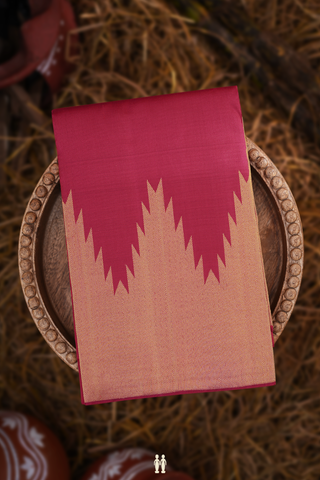 Kanchipuram Silk Saree In Crimson Red With Temple Border