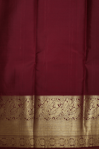 Peacock Zari Motifs Scarlet Red Kanchipuram Silk Saree