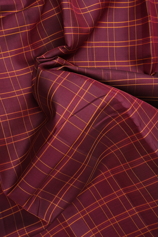 Allover Checked Design Maroon Kanchipuram Silk Saree