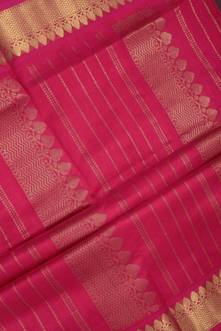 Chevron Zari Border Magenta Traditional Silk Cotton Saree