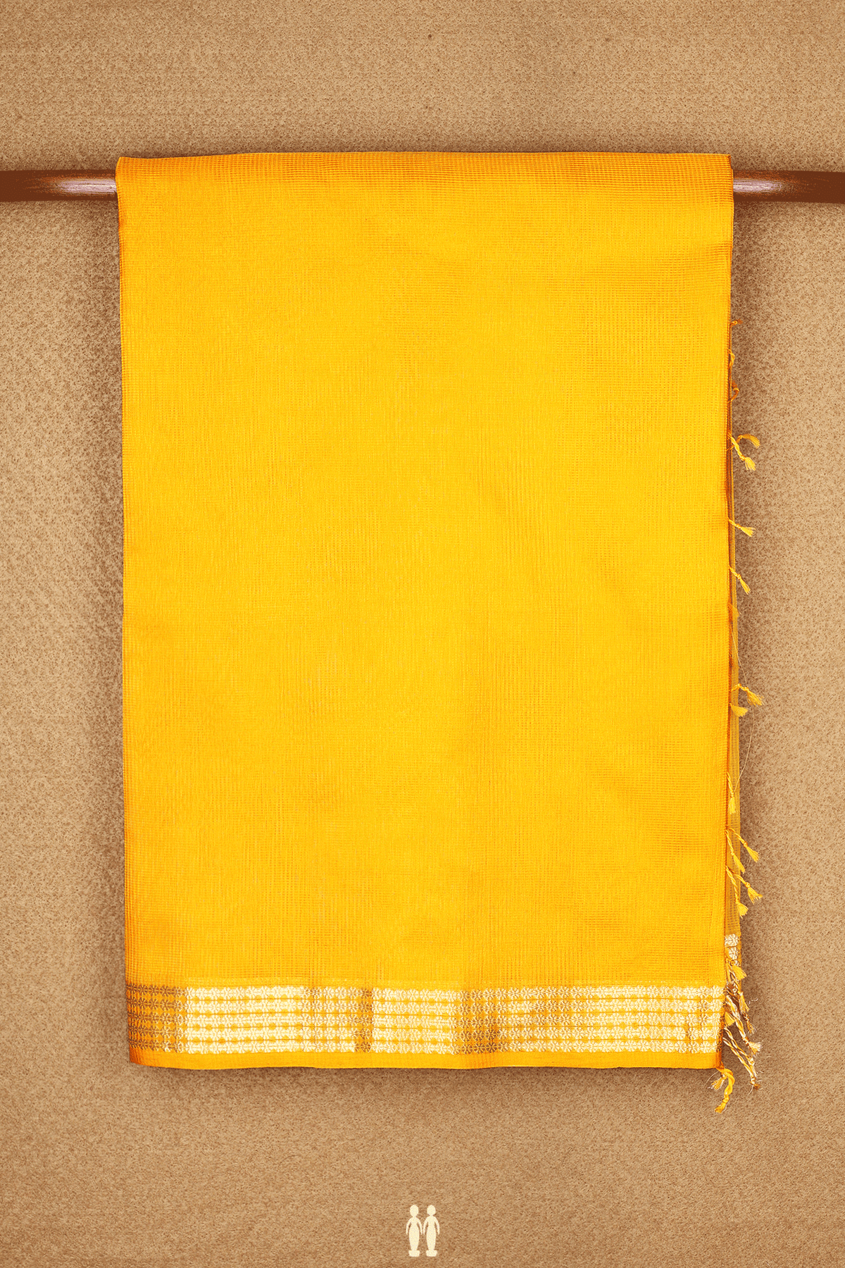 Floral Zari Border Mango Yellow Maheswari Silk Cotton Saree