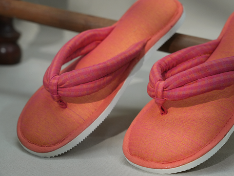 Plain Coral Orange Cotton Slippers