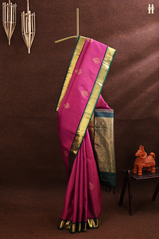 Kanchipuram Silk Saree In Rose Red With Thilagam Motifs