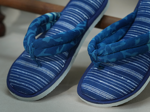 Stripes Design Berry Blue Cotton Slippers