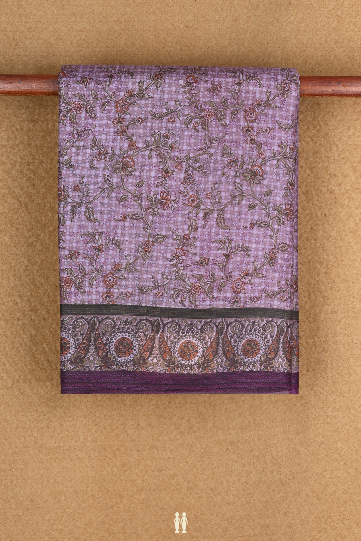 Allover Floral Design Dusty Purple Printed Silk Saree