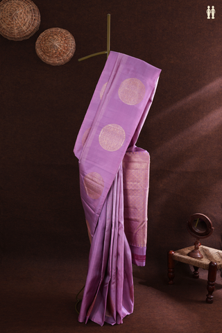 Kanchipuram Silk Saree In Mauve Purple With Zari Striped