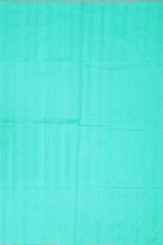 Raw Silk Saree In Turkish Green With Plain